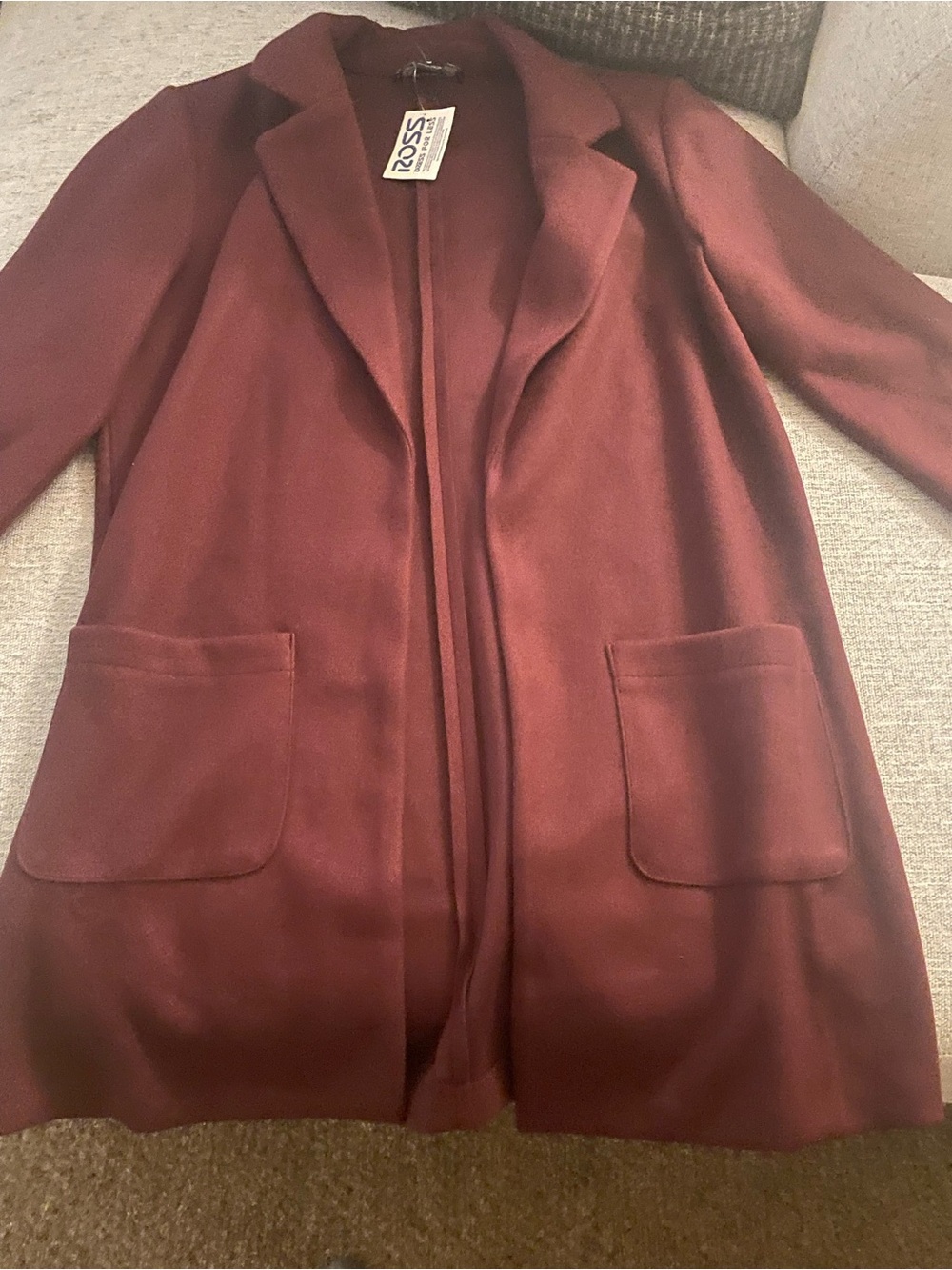 Burgundy Open-Front Women's Coat